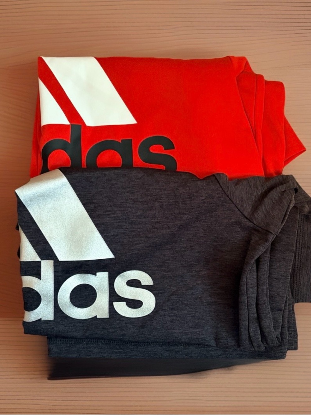 2 adidas boys 14/16 coupe standard regular red & grey short sleeve shirts